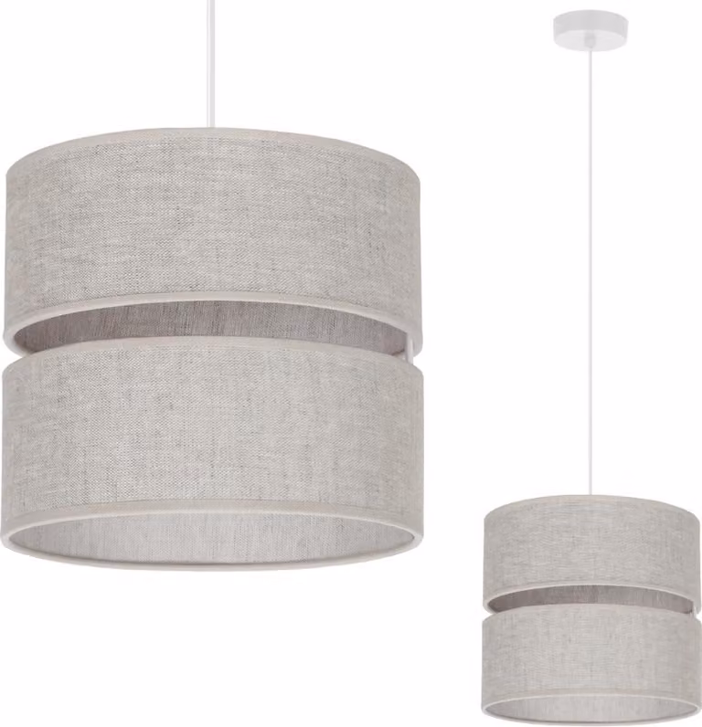 Lampada a sospensione Len Duo bianco a 1 luce paralume beige L01 20cm