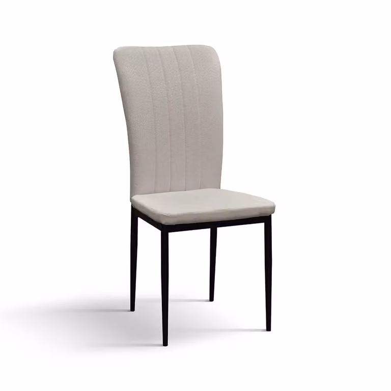 Set di 6 sedie AMSTERDAM in tessuto beige e gambe in metallo nero
