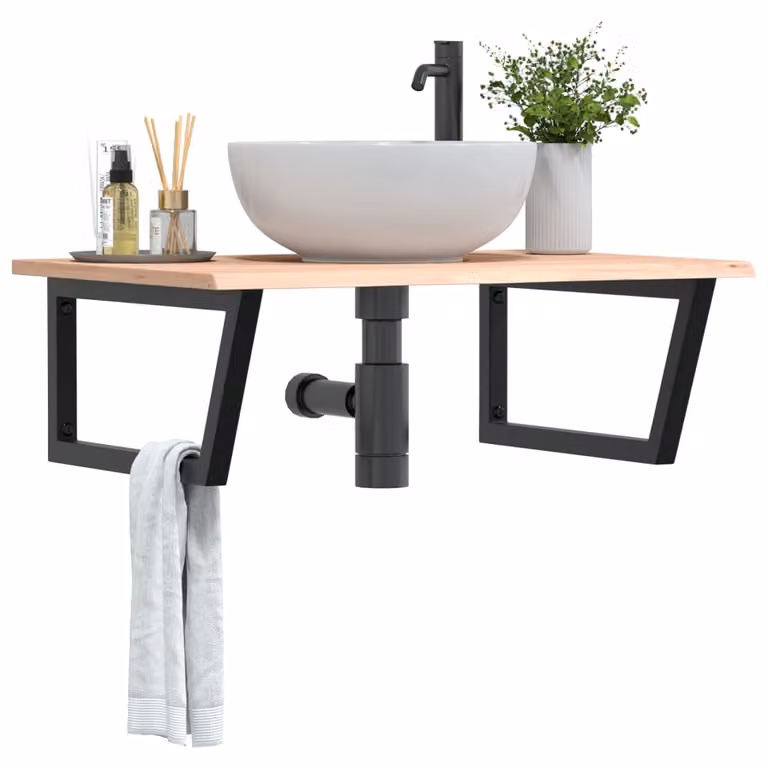 vidaXL Ripiano a Parete per Lavabo in Rovere e Metallo Nero e Marrone