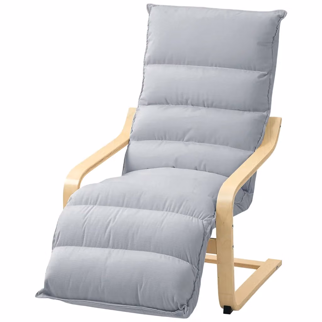 Poltrona relax reclinabile XYLO in velluto grigio con struttura in legno di betulla – 2