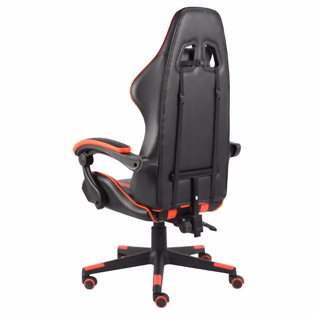 Sedia da Gaming vidaXL in Similpelle Nero e Rosso con Poggiatesta e Ruote – 2