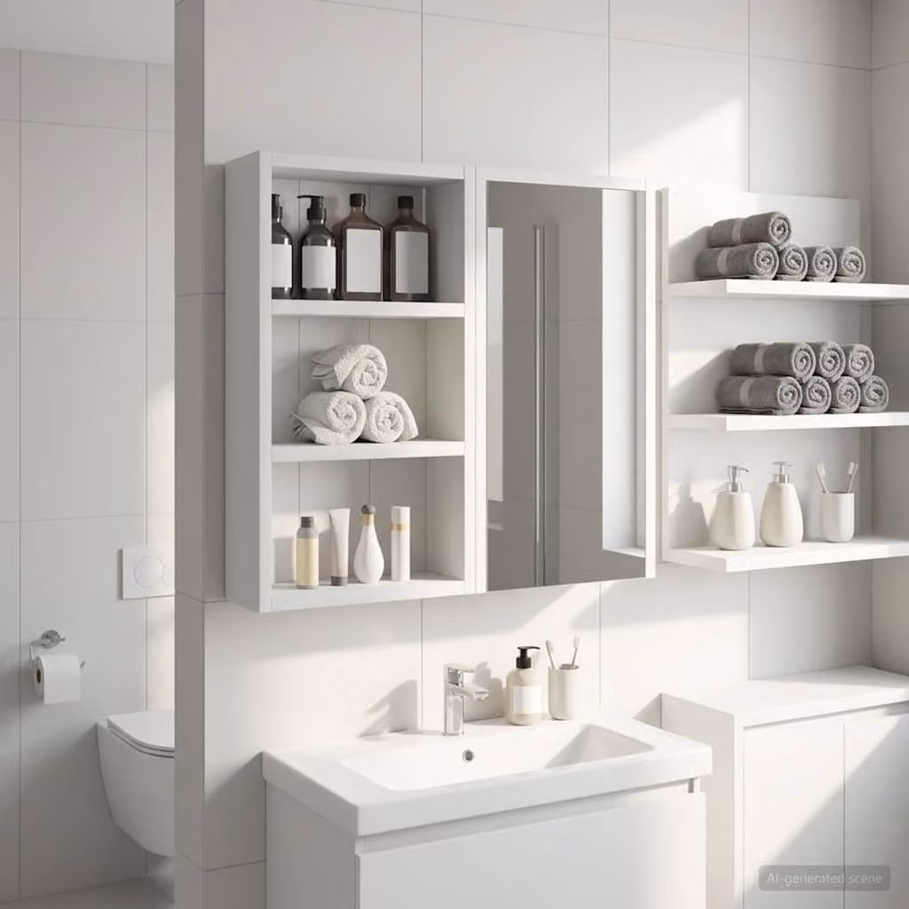 vidaXL Armadio da bagno a muro Bianco 30 x 10 x 50 cm