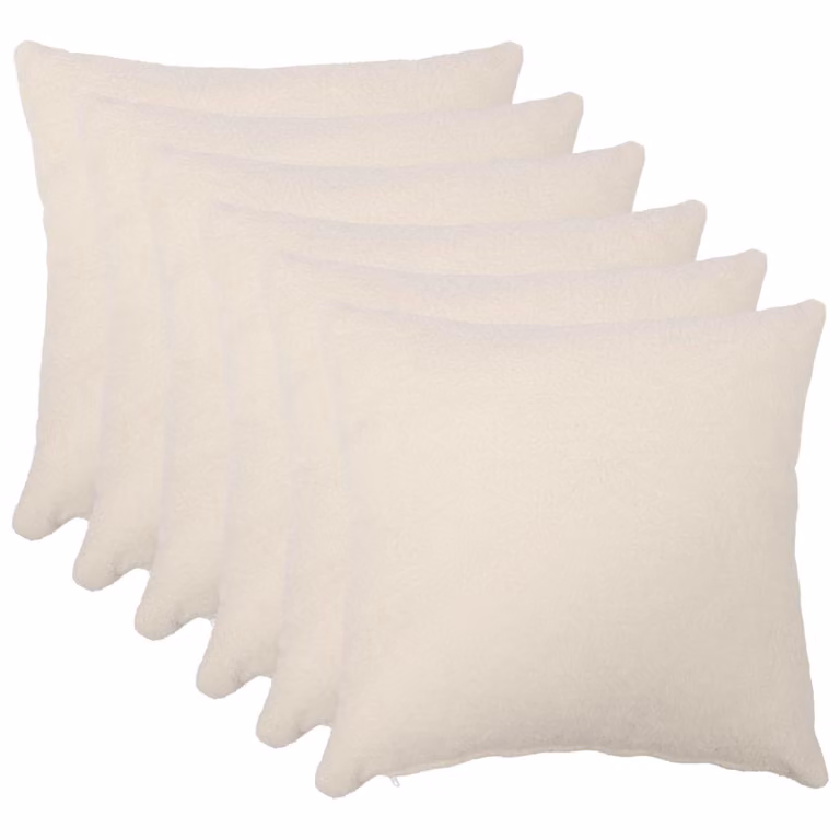 Set di 6 federe vidaXL HEERLEN in tessuto bouclé color beige, L 55 x L 55 cm