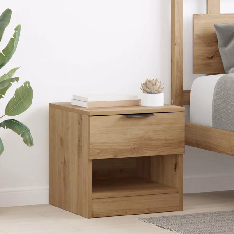 Set di 2 armadietti per letto vidaXL in stile rustico color marrone, L/P/H: 40 x 39 x 40 cm