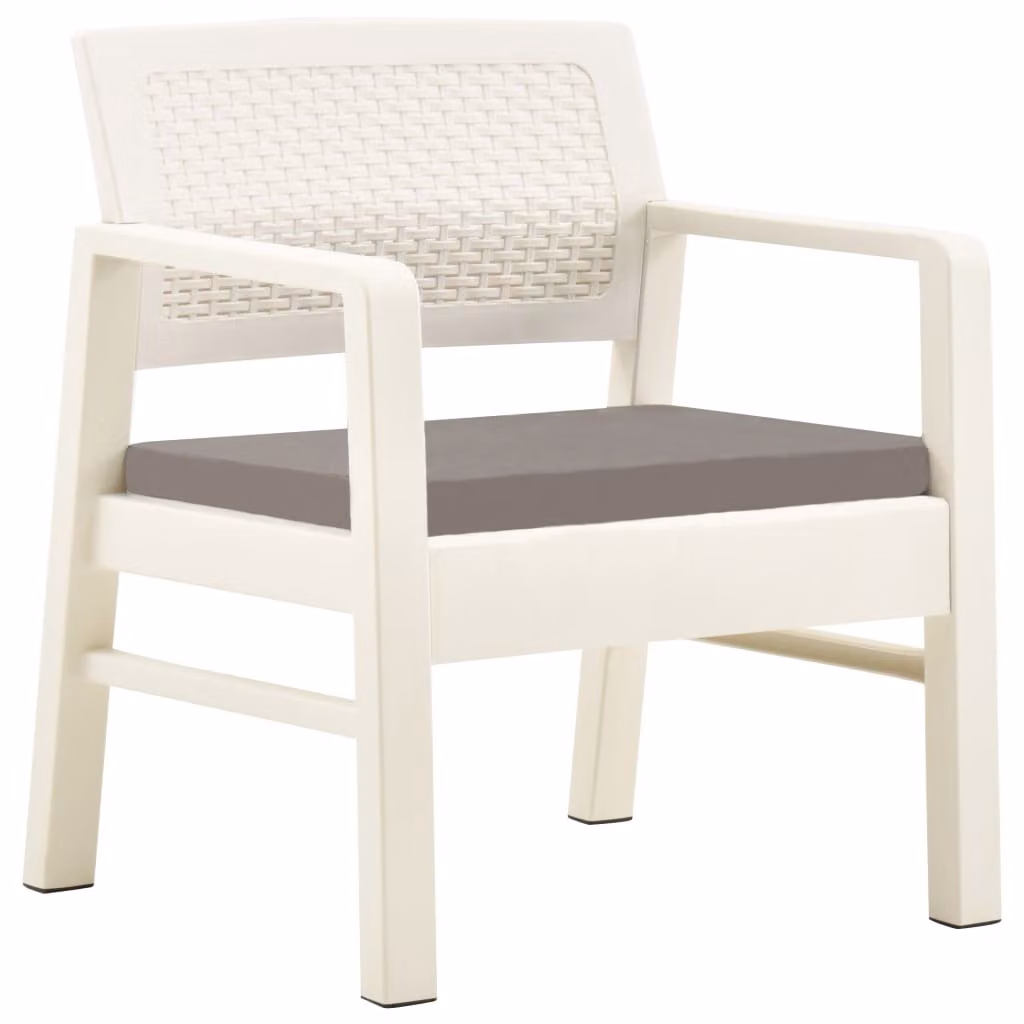 set 3 pezzi da giardino in plastica bianco