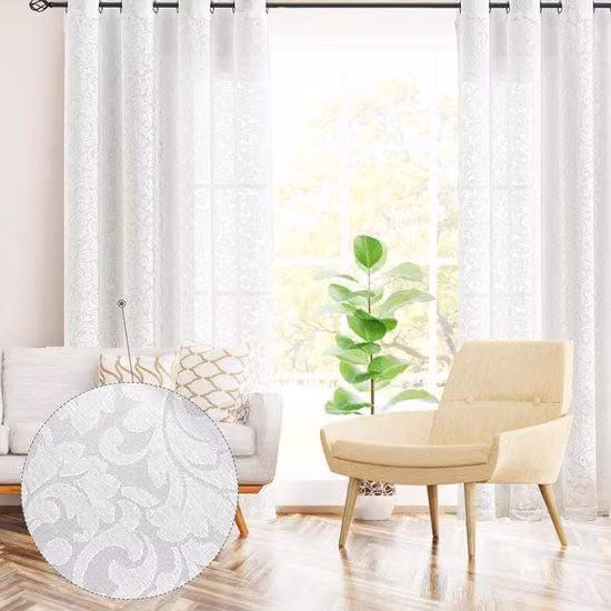 Tende a balze classiche, bianche, semitrasparenti, 140 x 225 cm