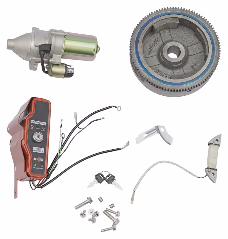 Kit di avviamento elettrico, accensione motore semplificata, struttura in alluminio resistente e finitura argento
