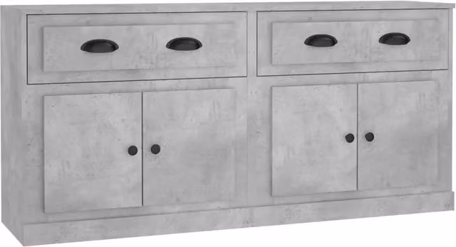 Set da 2 mobili contenitori buffet e credenza in legno MDF grigio per cucina e soggiorno