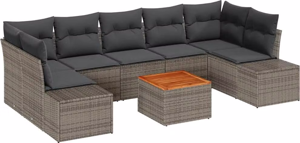Set Divano da Giardino 8 pcs Grigio polyrattan