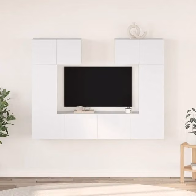 Set di Mobili Porta TV 6 pz Bianco in Legno Multistrato 3078698