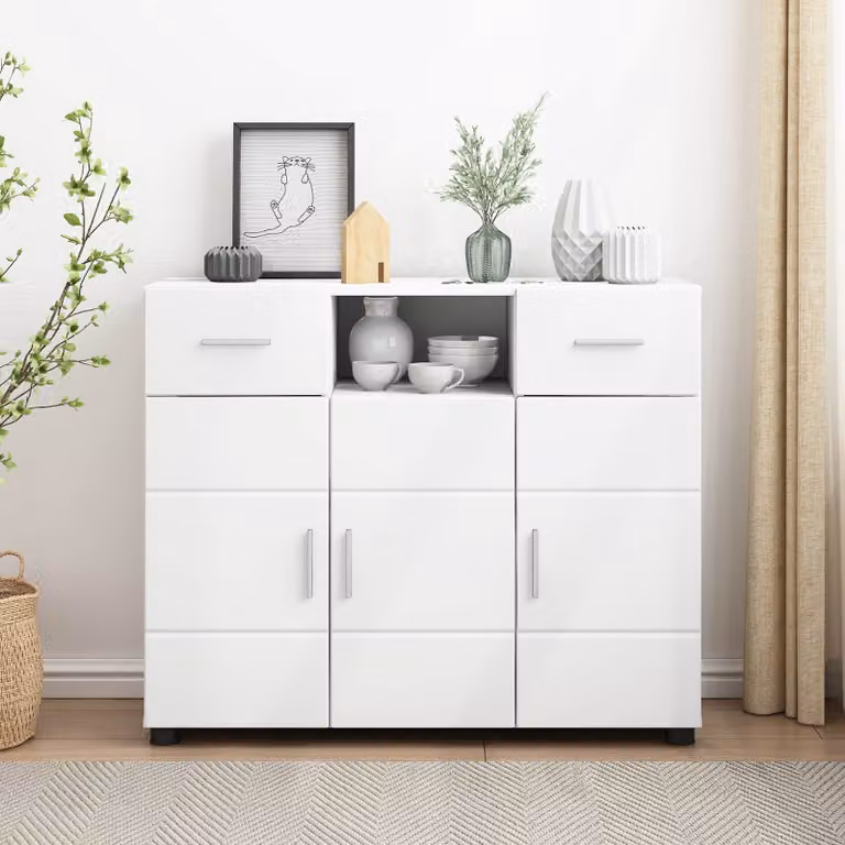 Armadio moderno vidaXL in legno bianco opaco con ante e ripiani per camera da letto o ufficio