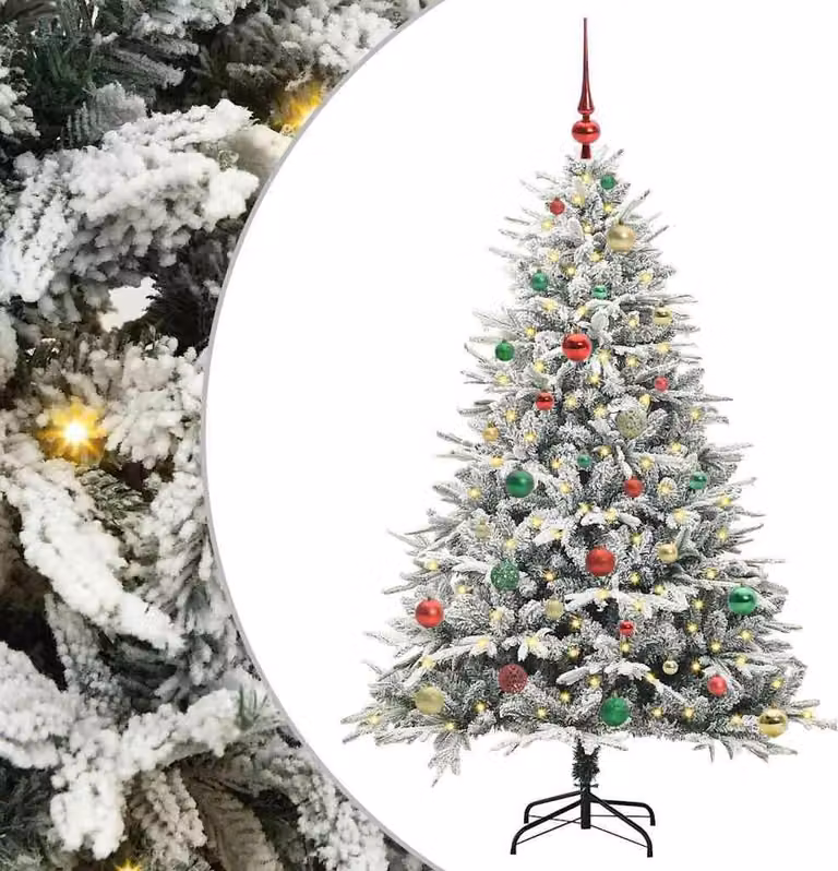 Albero di Natale Artificiale Pre-illuminato con Set di Palline