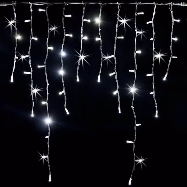 Lampada a LED a stalattiti Xmas King 3x1 m, 180 LED MAXI, collegabile, PROFI 230 V, per esterni, ghiaccioli bianco freddo