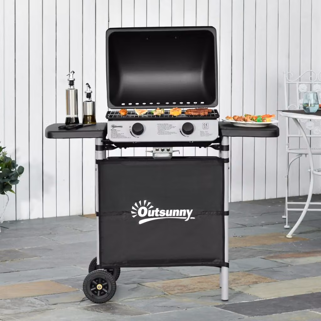 Easycomfort Barbecue a Gas con Coperchio e Ruote, Nero, L/P/H: 104 x 49 x 99 cm – 2