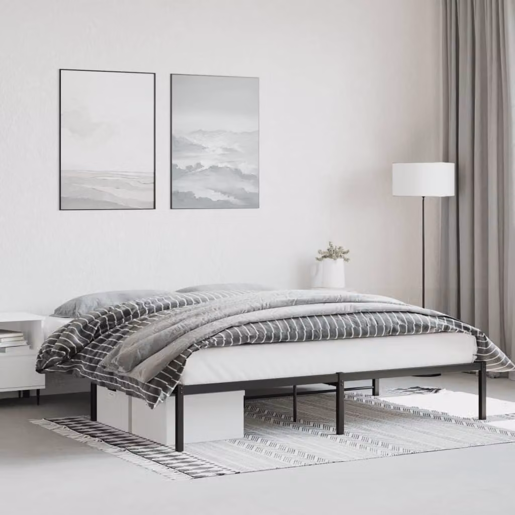 vidaXL Giroletto in Metallo Nero con Listelli Fissi L: 187 cm, P: 219 cm, H: 31 cm