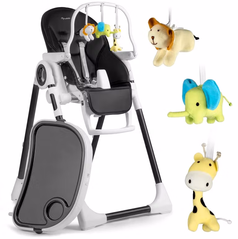 Sedia da pranzo per bambini con tavolo Nukido Belo nero + trapezio per giocattoli