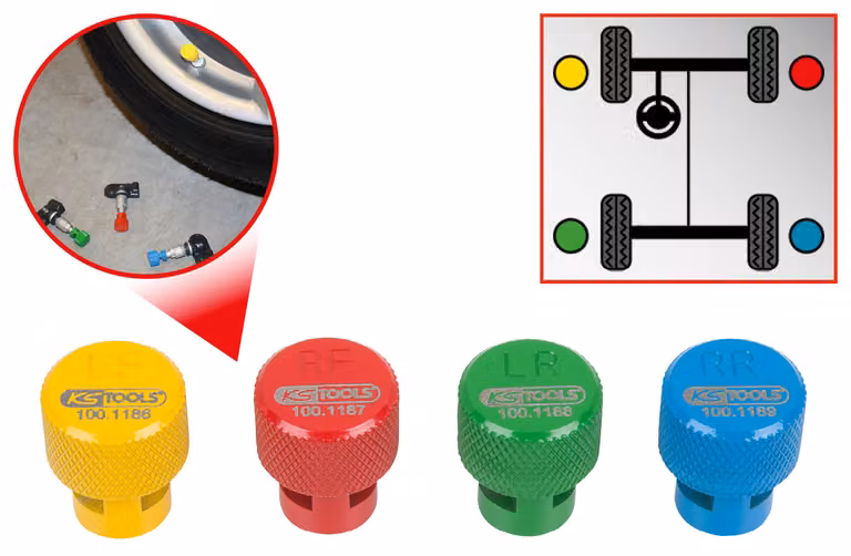 KS TOOLS TPMS / TPKS set sgonfiaggio pneumatici 4 pezzi - 100.1185