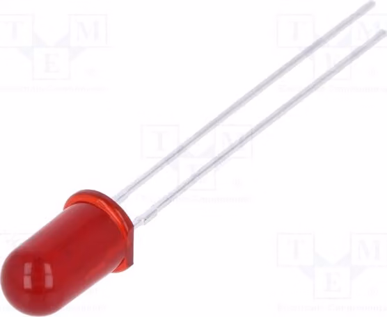 1 LED a montaggio superficiale (SMD) da 5 mm, angolo di emissione 65°, luminosità 35,2÷70 mcd, modello HLMP-D101, corrente di funzionamento 20 mA, tensione di funzionamento 1,8÷2,2 V, colore rosso