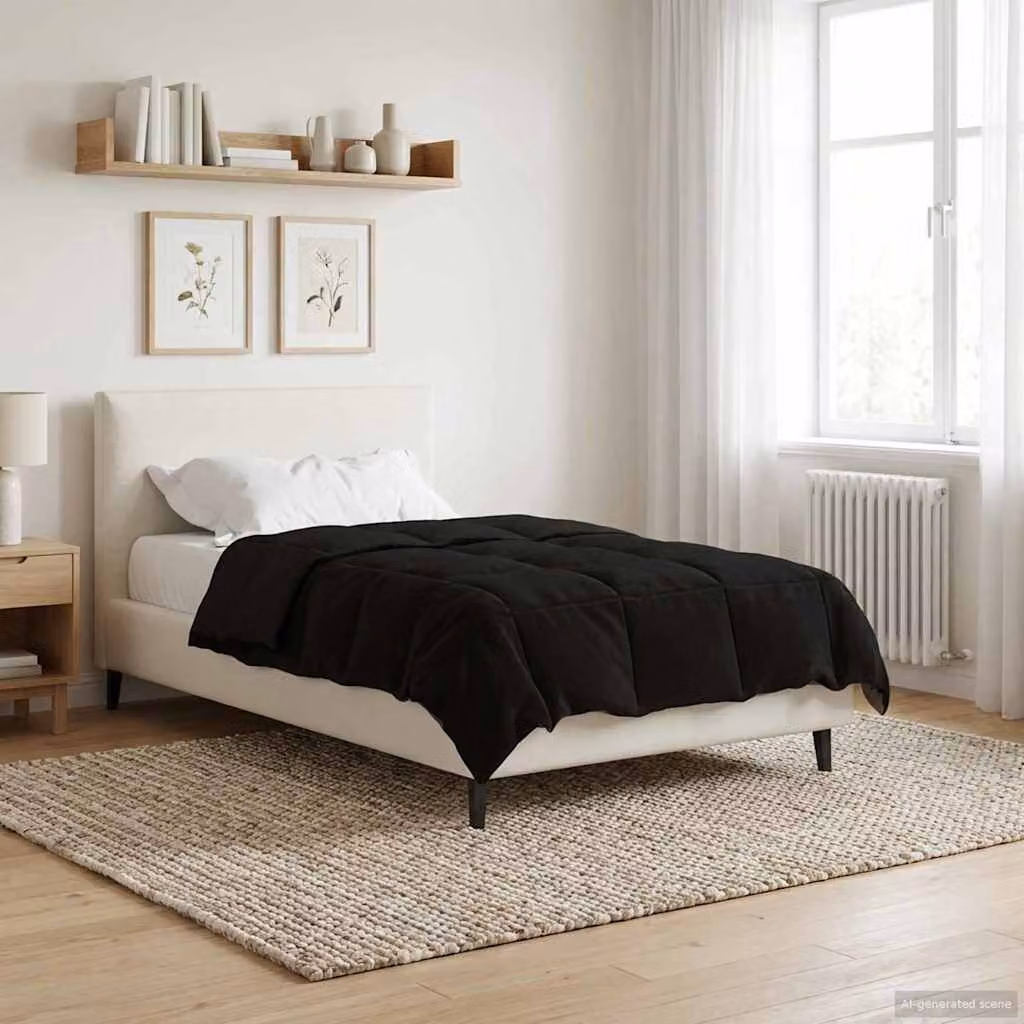 Piumone Completo Annuale 4 Stagioni vidaXL in Microfibra Reversibile e Traspirante, Nero, L 135 x P 200 cm