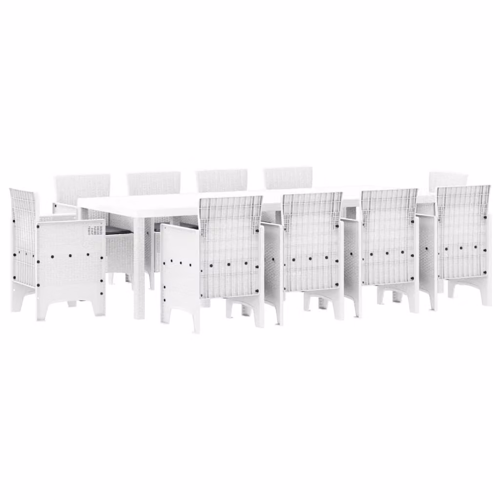 vidaXL Set da Pranzo per Giardino e Terrazzo in Polyrattan Bianco 11 pz – 2
