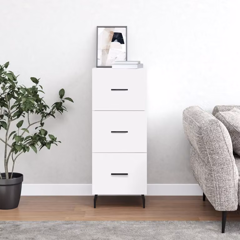 Credenza moderna bianca vidaXL a parete in legno e metallo L/P/H: 34,5 x 34 x 90 cm