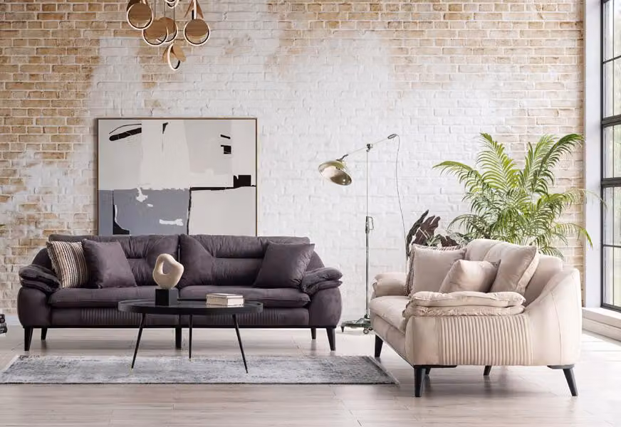 Sofagarnitur Couchgarnitur Sofa Couch Landschaft Gemütliche 3+3 Entspannungssofa