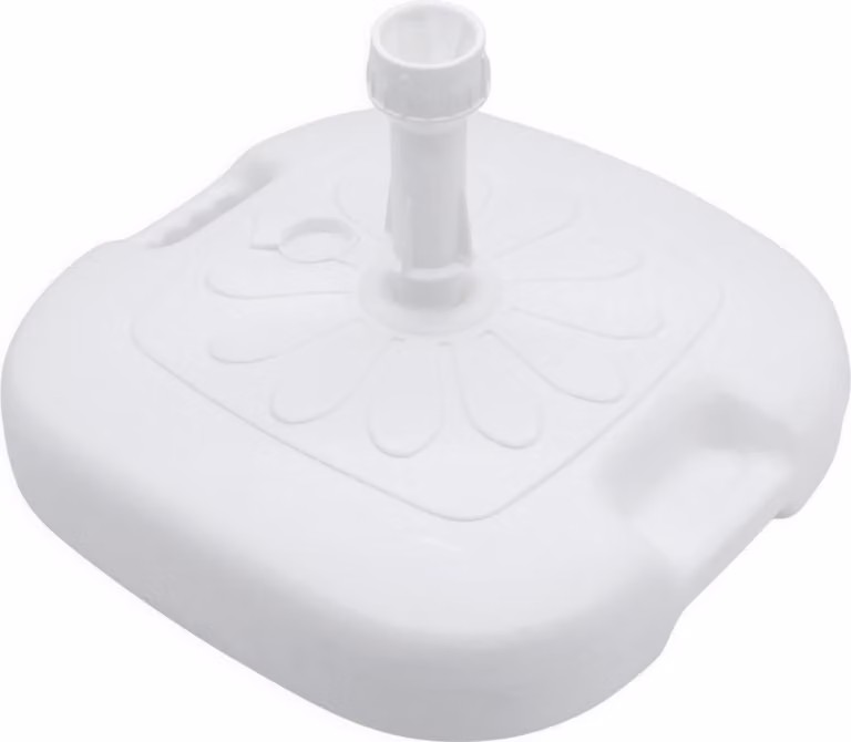 3.09 Base per ombrellone in plastica con decoro floreale - 16 litri / ca. 44 x 44 cm - Colore: bianco