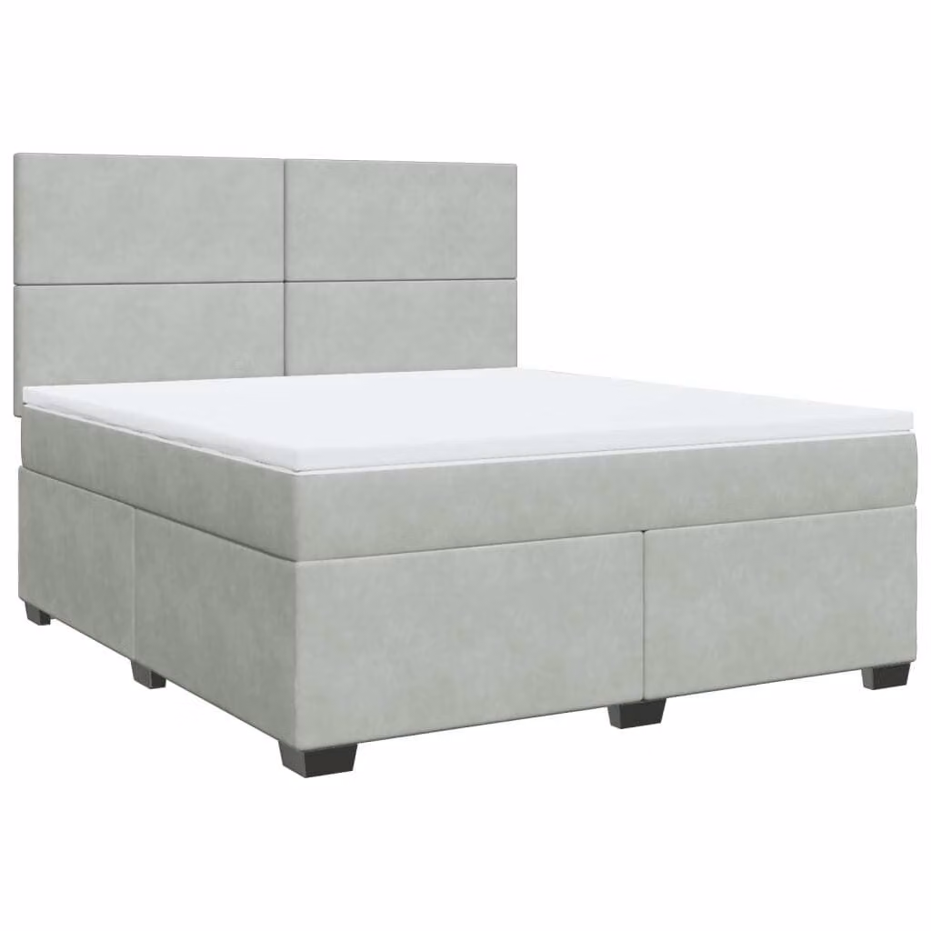Giroletto a Molle con Materasso Grigio Chiaro 180x200cm Velluto