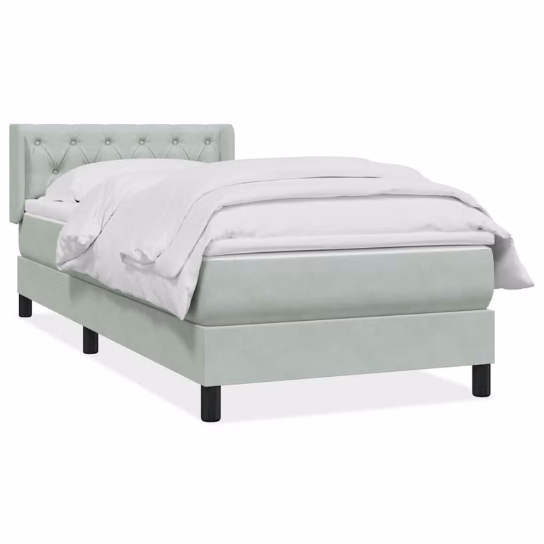 vidaXL Giroletto a Molle Ibrido con Materasso in Velluto Grigio e Bianco L: 83 cm, H: 88 cm, P: 223 cm