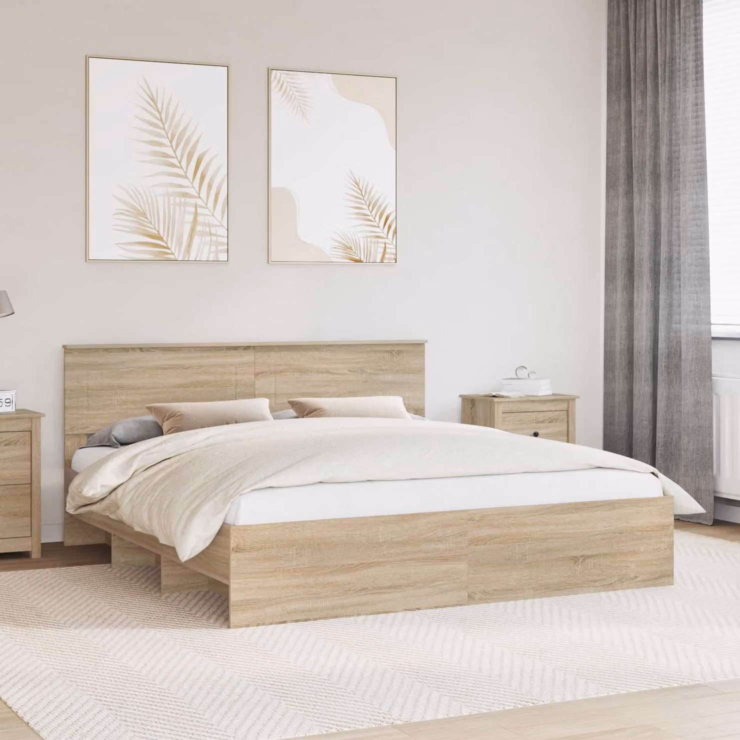 Struttura del letto con testiera vidaXL in Rovere Sonoma marrone L/P/H: 183 x 180 x 210 cm