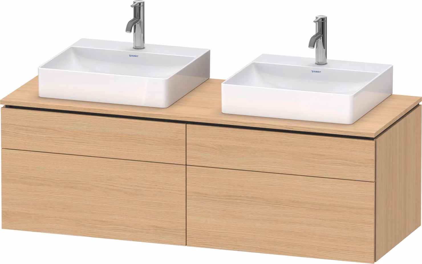 Duravit L-Cube Meuble sous-lavabo en console suspendu, avec plan de toilette en console, 4 tiroirs, pour deux vasques, 1420x482x550mm, LC4872B30300000, LC4872B30300000