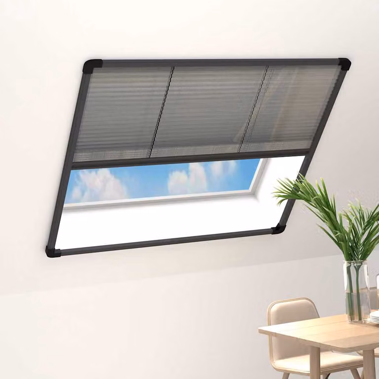 Zanzariera Plissettata per Finestre in Alluminio vidaXL, Colore Antracite o Nero, L 120 x H 120 cm