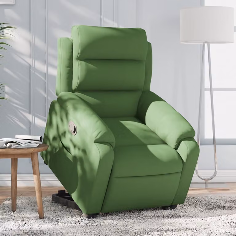 vidaXL Poltrona Alzapersona Reclinabile in Velluto Verde con Assistenza Elettrica per Senior