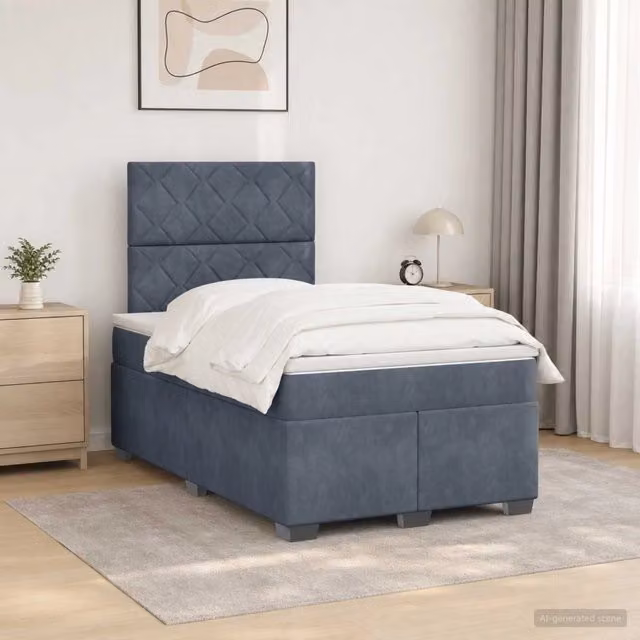 Letto box spring con materasso ibrido vidaXL in tessuto grigio e bianco L/P/H: 200 x 120 x 76,5 cm – 1