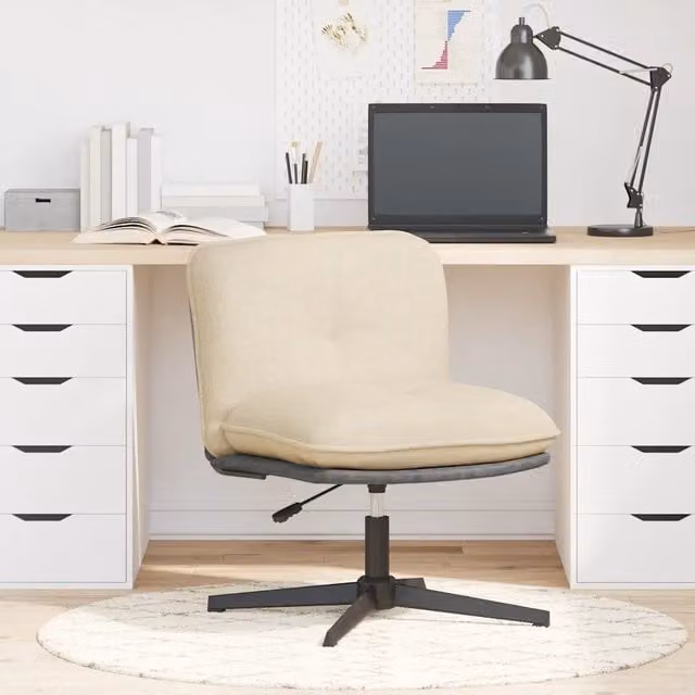 Sedia da Gaming e Ufficio Girevole a 360 gradi in Tessuto Beige con Ruote