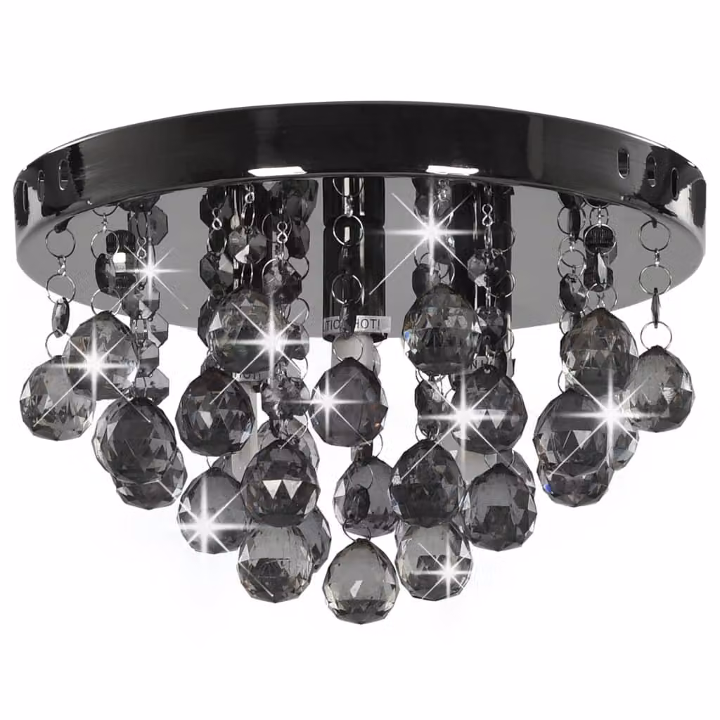 vidaXL Plafoniera con perle nere fumé nero rotondo G9