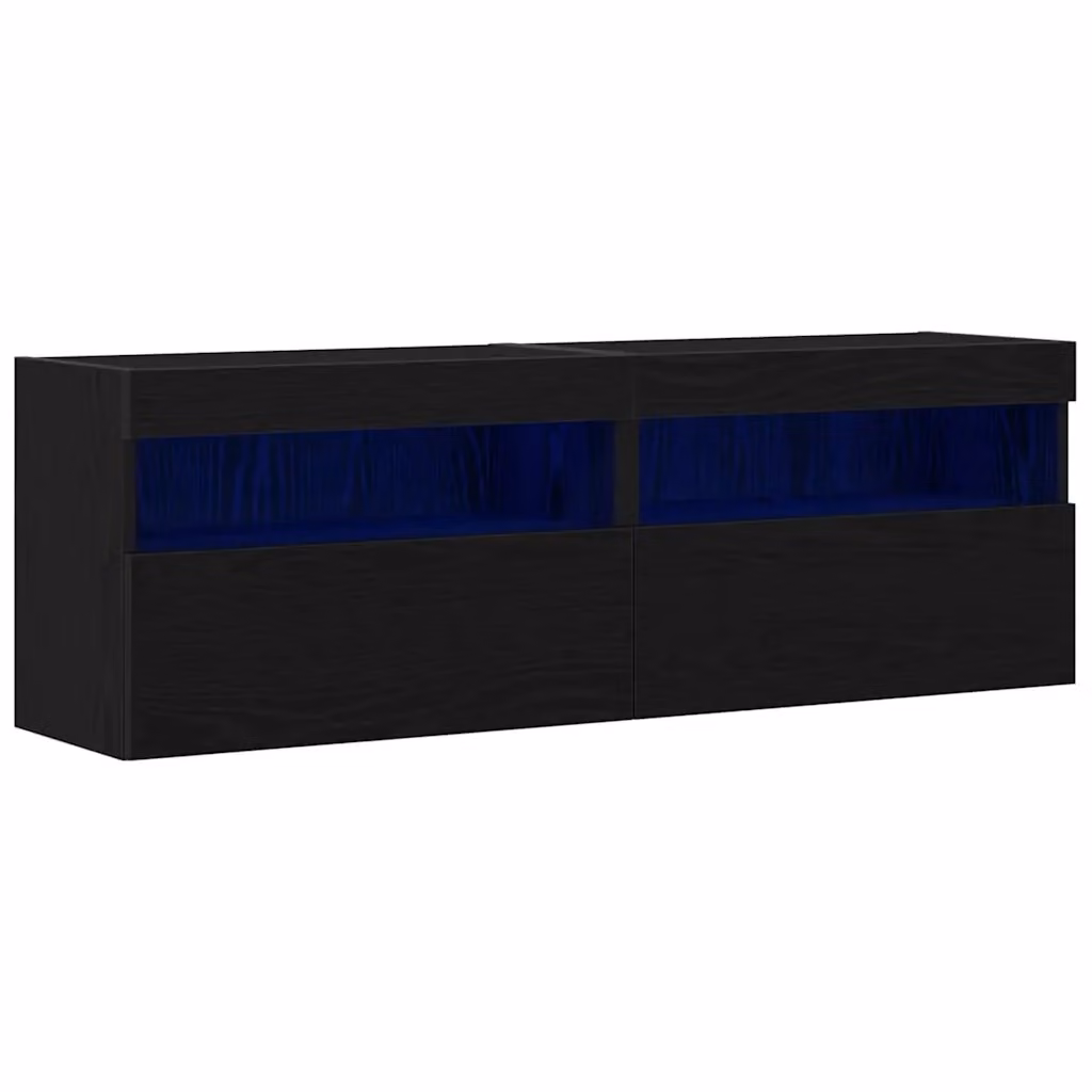 Mobile TV da parete moderno vidaXL in rovere nero con illuminazione integrata L/P/H: 60 x 30 x 40 cm – 2