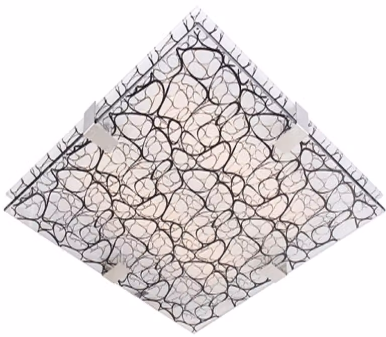 Plafoniera quadrata FIERA bianco-nera 3xE27x40W in vetro, dimensioni: 10x40x40 cm, IP20, Candellux