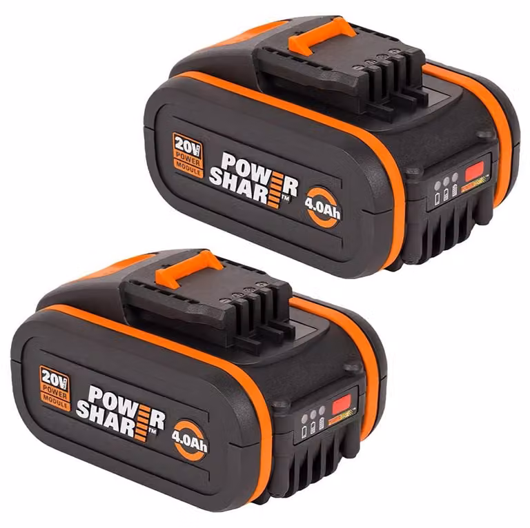 WORX WA3553.2, batteria agli ioni di litio (Li-ion), 4 Ah, 20 V, colore: nero, arancione, dimensioni: 80 mm x 110 mm