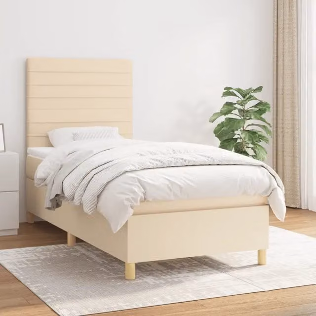 Giroletto a Molle con Materasso Crema 90x190 cm in Tessuto 3142382