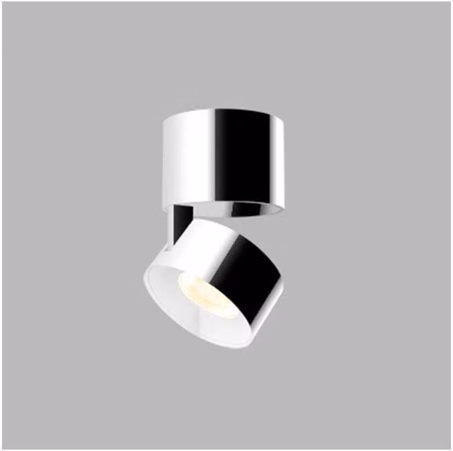 Apparecchio LED2 orientabile e inclinabile a soffitto KLIP ON CRI90 dimmerabile, Variante: 11 W, 3000 K, base cromata, riflettore cromato, TRIAC