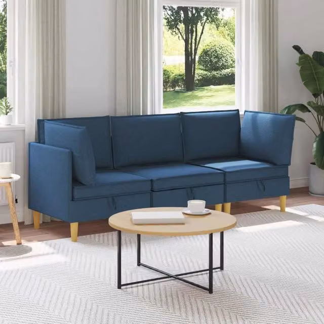 Set di divani modulari con spazio di archiviazione 3 pz Blu 3413713