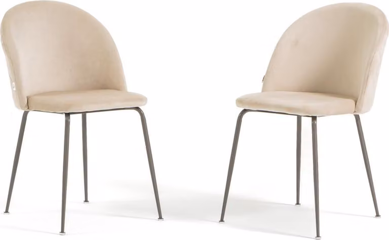 Set di 2 sedie da pranzo imbottite, gambe in metallo, design elegante per cucina, sala da pranzo, bar e ristoranti SARA - Crema/Taupe