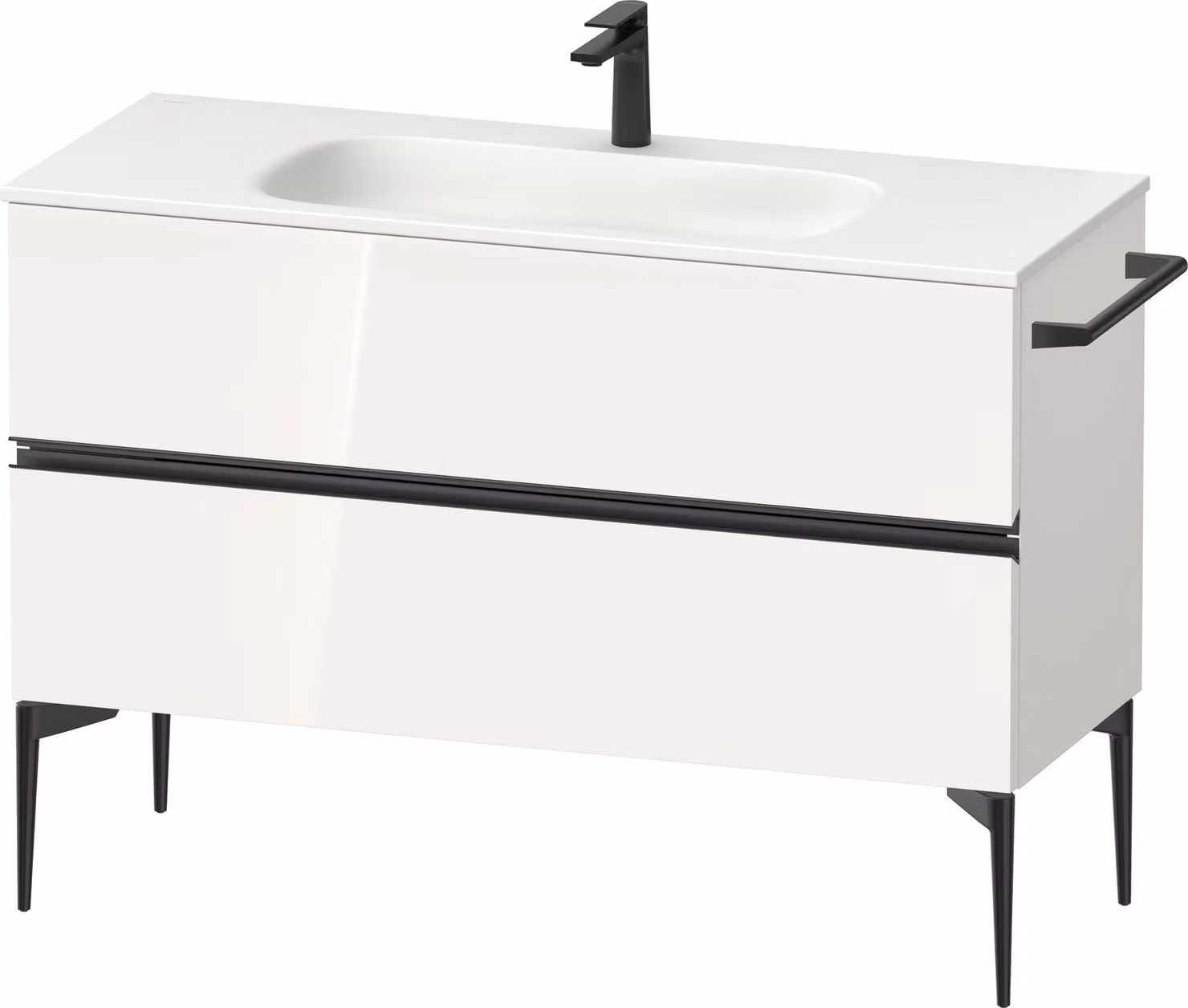 Duravit Sivida Meuble sous-lavabo, 2 tiroirs, poignée encastrée noir diamant mat, 1210x477x592mm, pour Sivida, SV46530BD220000, SV46530BD220000