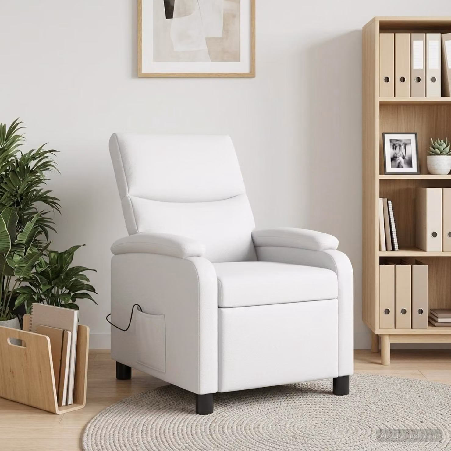 vidaXL Poltrona Relax Recliner in Similpelle Bianca con Braccioli e Reclinazione Manuale