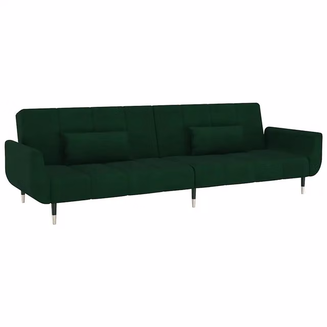 Divano letto | Sof¨¤ letto | Letto singolo a 2 Posti con 2 Cuscini Verde Scuro in Velluto