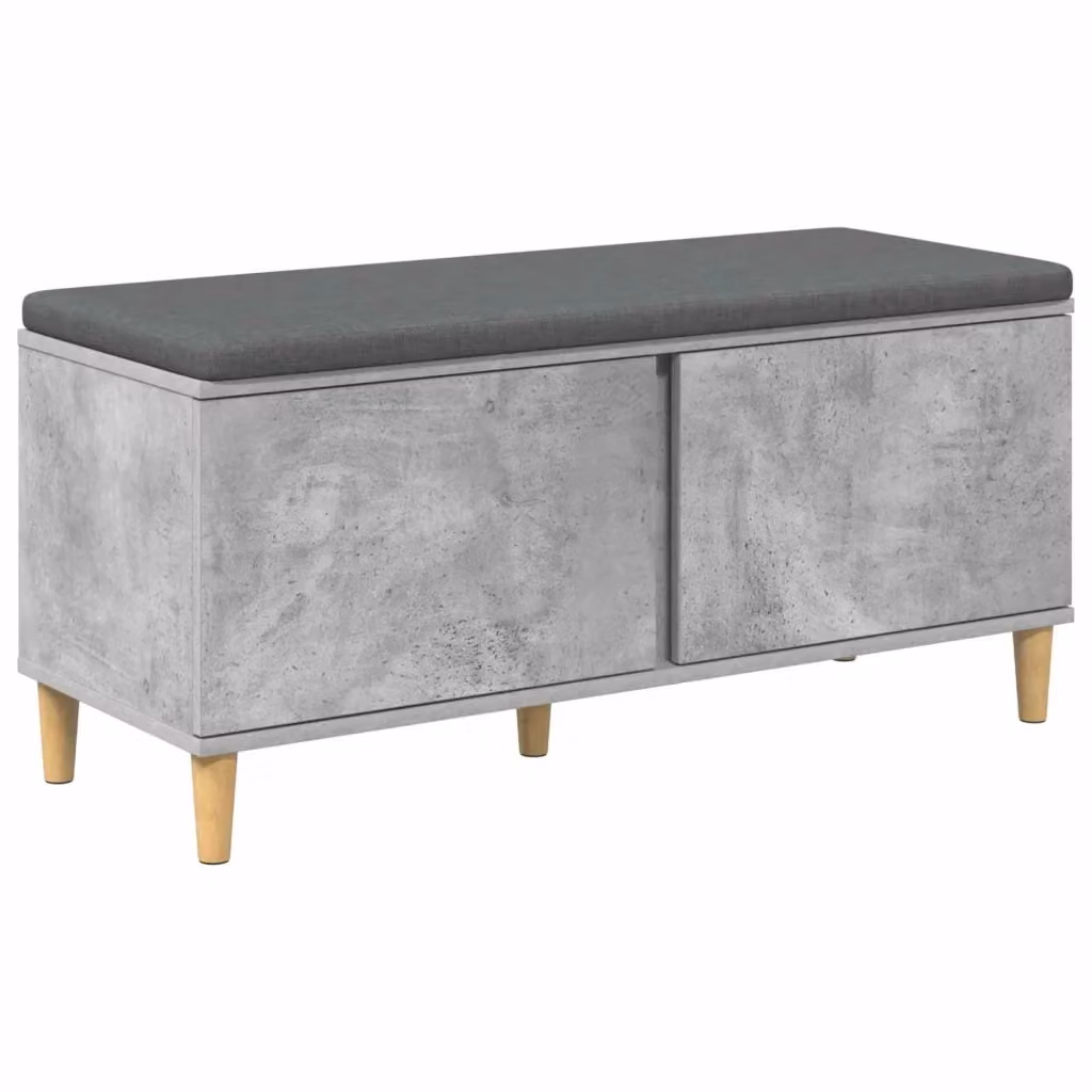 Panca da ingresso vidaXL con cuscino in tessuto grigio, stile minimalista, L: 60 cm, P: 38 cm, H: 46 cm – 2