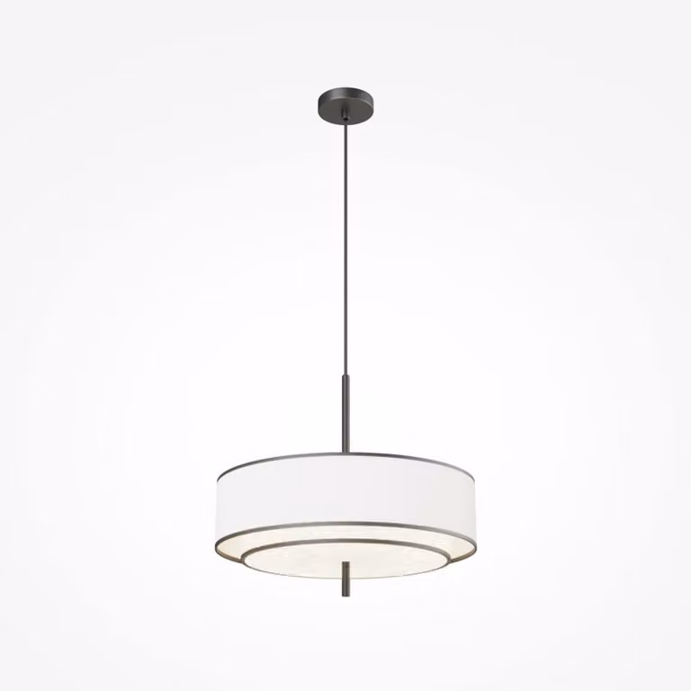 Lampada a sospensione con paralume rotondo BERGAMO bianco e nero, 5xE27x60W, tessuto, dimensioni: 346x50x50 cm, IP20, Maytoni