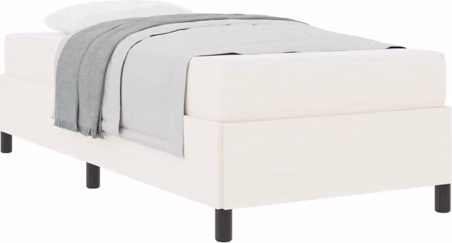 Letto singolo | Letto per adulti | Struttura del letto con materasso Crema 90 x 200 cm Tessuto