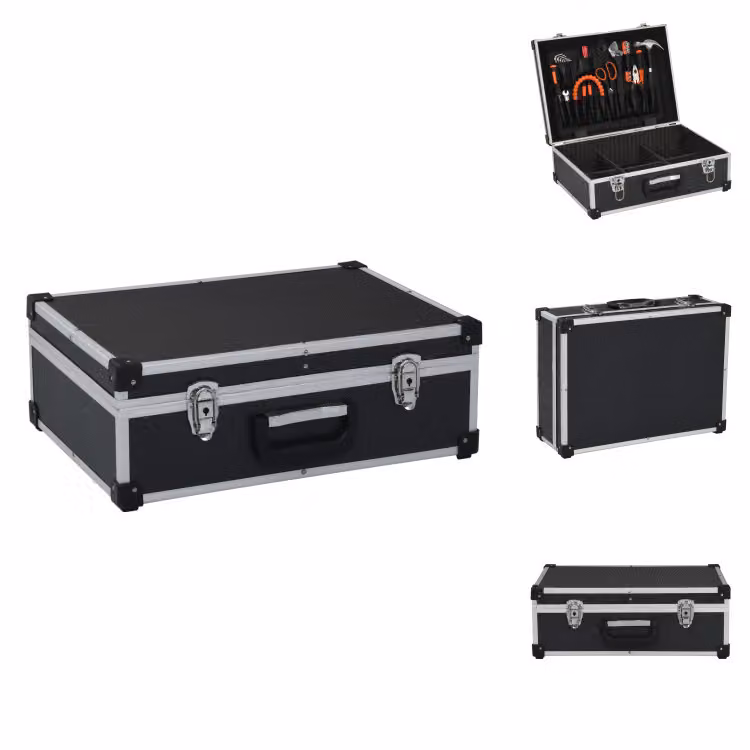 vidaXL Cassetta porta attrezzi 46 x 33 x 16 cm in alluminio nero - Cassette porta attrezzi
